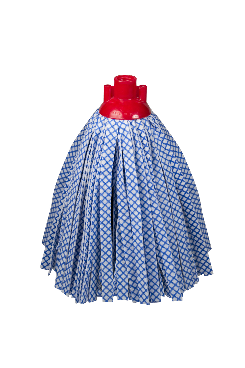 Mop sintetico 50 strisce 25 cm. tessuto bianco stampato a rombi blu