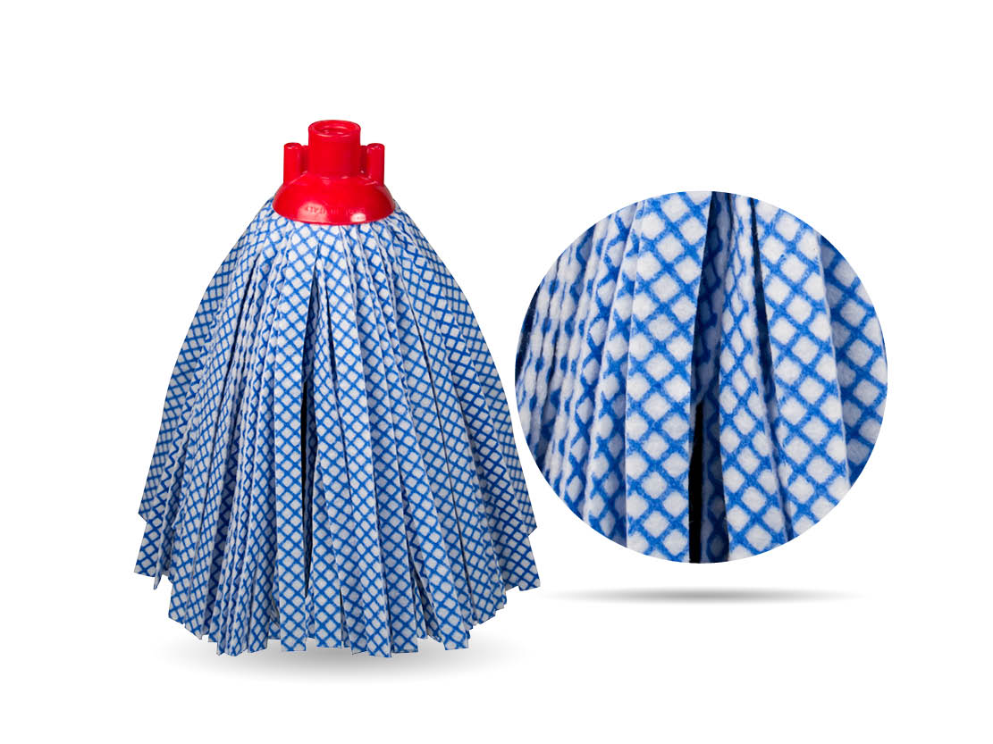 Synthetic mop 50 stripes 25 cm. printed tissue white with blue rhombuses